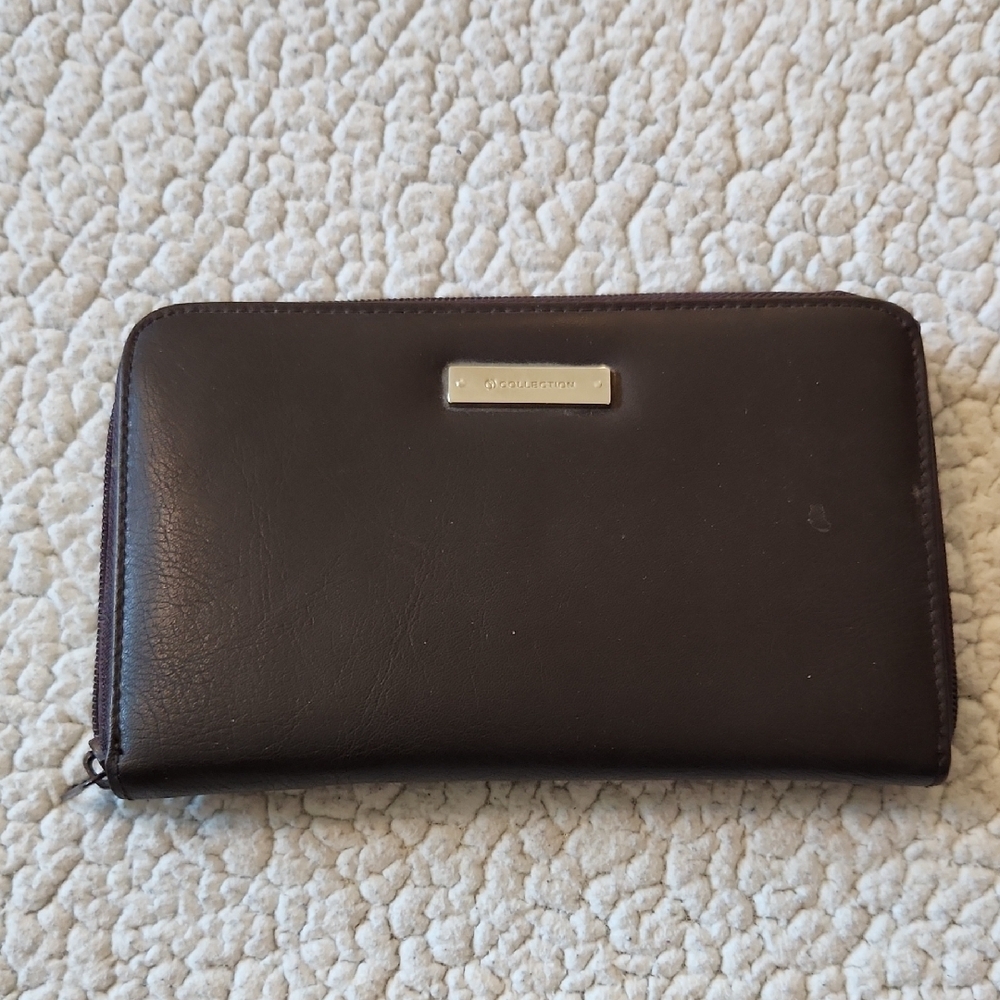 Collection Faux Leather Chocolate Brown Tab Compartment Wallet Minimalist